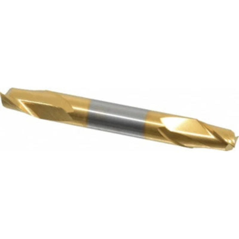 Hertel 3/8, 1/2 LOC, 3/8 Shank Diam, 3 OAL, 2 Flute, Solid Carbide Square End Mill Double End, TiN Finish, 30 Helix, ...